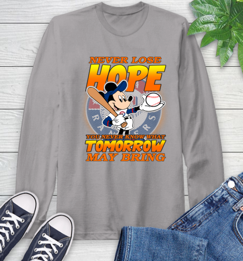 Texas Rangers MLB Baseball Mickey Disney Never Lose Hope Long Sleeve T-Shirt 6