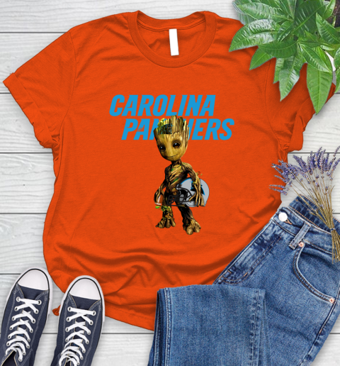 Carolina Panthers NFL Football Groot Marvel Guardians Of The Galaxy Women's T-Shirt 4