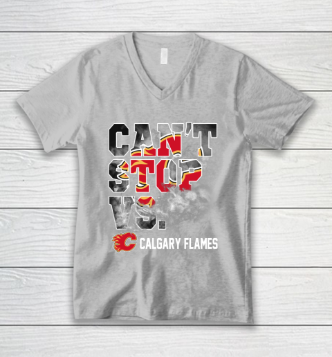 NHL Calgary Flames Hockey Can't Stop Vs V-Neck T-Shirt 3