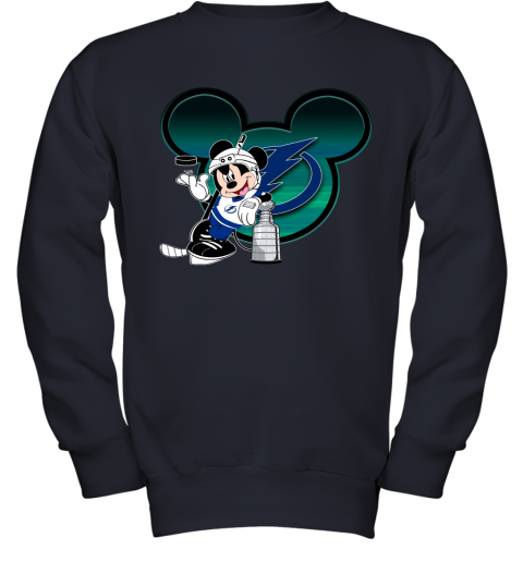 NHL Tampa Bay Lightning Stanley Cup Mickey Mouse Disney Hockey T Shirt nP3SzxjsjLx youth sweatshirt 47 95 151514 front navy
