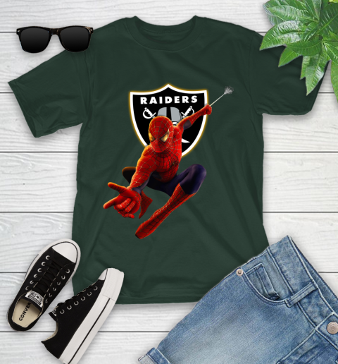 NFL Spider Man Avengers Endgame Football Oakland Raiders Youth T-Shirt 5