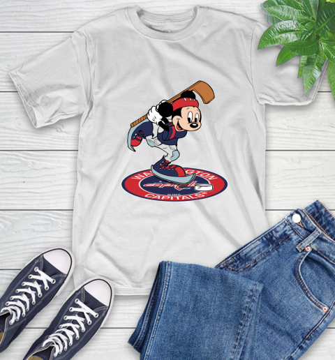 NHL Hockey Washington Capitals Cheerful Mickey Disney Shirt T-Shirt 2