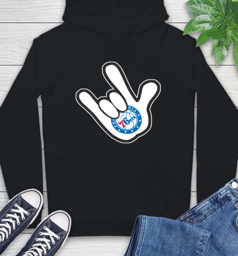 Philadelphia 76ers NBA Basketball Mickey Rock Hand Disney Hoodie 2