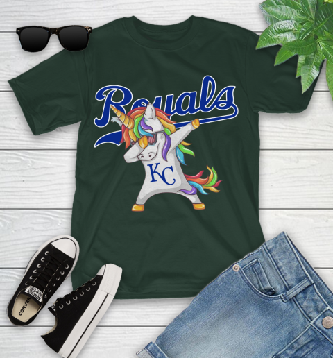 Kansas City Royals MLB Baseball Funny Unicorn Dabbing Sports Youth T-Shirt 5