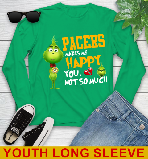 NBA Indiana Pacers Makes Me Happy You Not So Much Grinch Basketball Sports Youth Long Sleeve 7