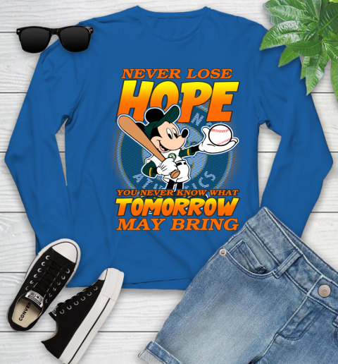 Oakland Athletics MLB Baseball Mickey Disney Never Lose Hope Youth Long Sleeve 10