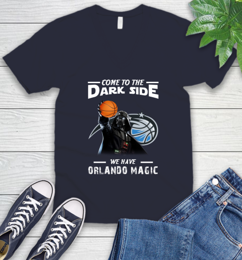 NBA Come To The Dark Side We Have Orlando Magic Star Wars Darth Vader Basketball V-Neck T-Shirt 2