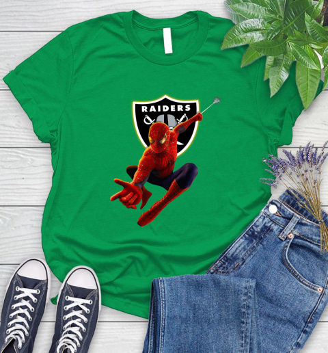 NFL Spider Man Avengers Endgame Football Oakland Raiders Women's T-Shirt 6