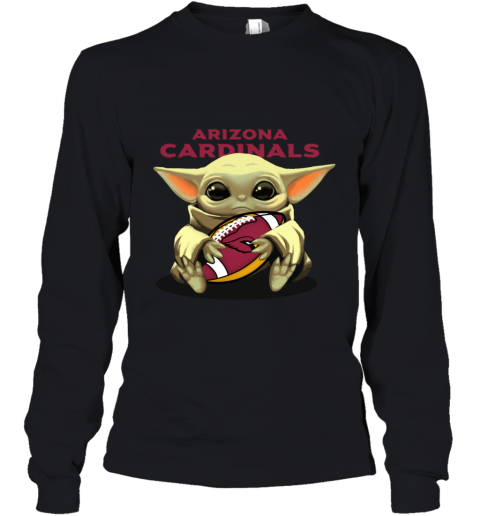 Baby Yoda Loves The Arizona Cardinals 8xvy baby yoda loves the arizona cardinals youth long sleeve 50 front black