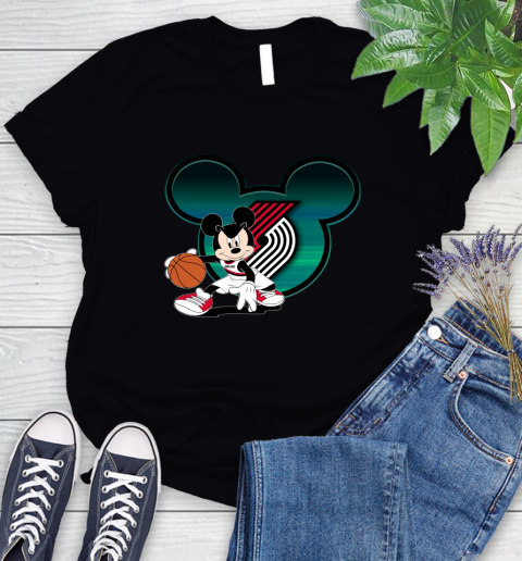 NBA Portland Trail Blazers Mickey Mouse Disney Basketball Women's T-Shirt 2