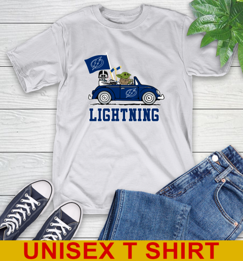 NHL Hockey Tampa Bay Lightning Darth Vader Baby Yoda Driving Star Wars Shirt T-Shirt 12