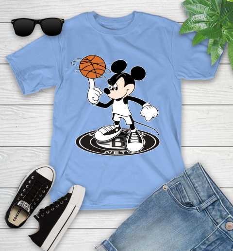 NBA Basketball Brooklyn Nets Cheerful Mickey Disney Shirt Youth T-Shirt 11