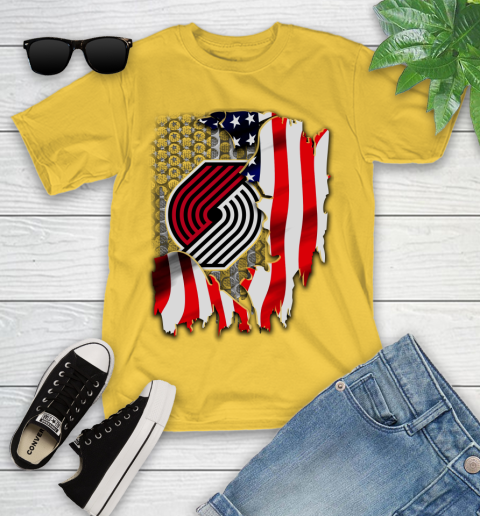 Portland Trail Blazers NBA Basketball American Flag Youth T-Shirt 10