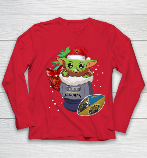 Jacksonville Jaguars Christmas Baby Yoda Star Wars Funny Happy NFL Youth Long Sleeve 10