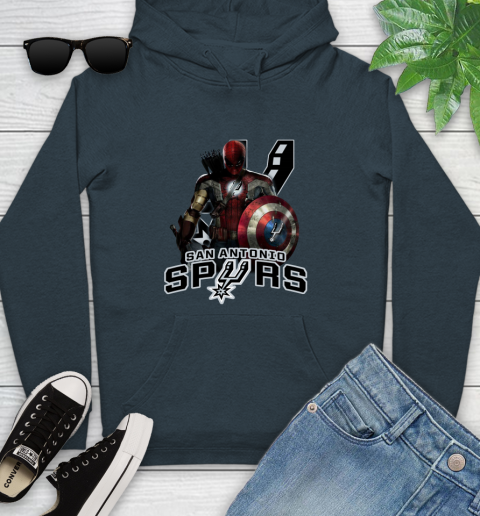 San Antonio Spurs NBA Basketball Captain America Thor Spider Man Hawkeye Avengers Youth Hoodie 8