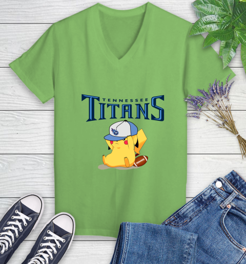 NFL Pikachu Football Tennessee Titans Women's V-Neck T-Shirt 11