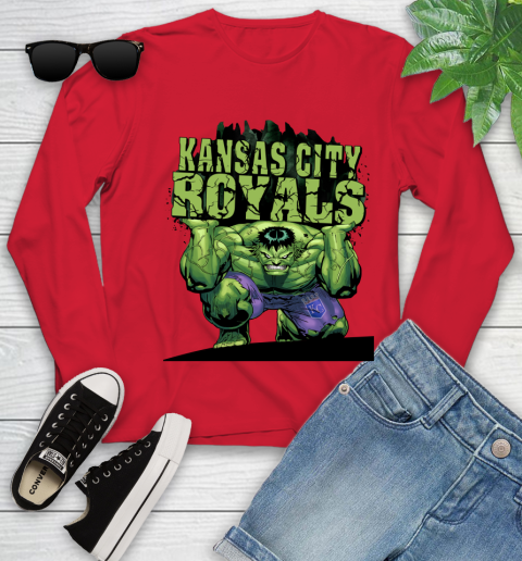 Kansas City Royals MLB Baseball Incredible Hulk Marvel Avengers Sports Youth Long Sleeve 11