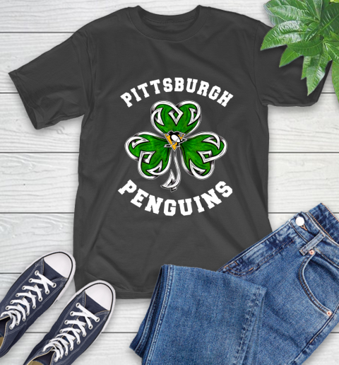 NHL Pittsburgh Penguins Three Leaf Clover St Patrick's Day Hockey Sports T-Shirt