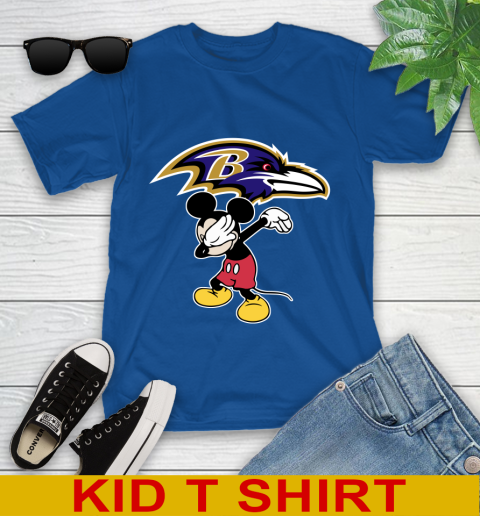 Baltimore Ravens NFL Football Dabbing Mickey Disney Sports Youth T-Shirt 9