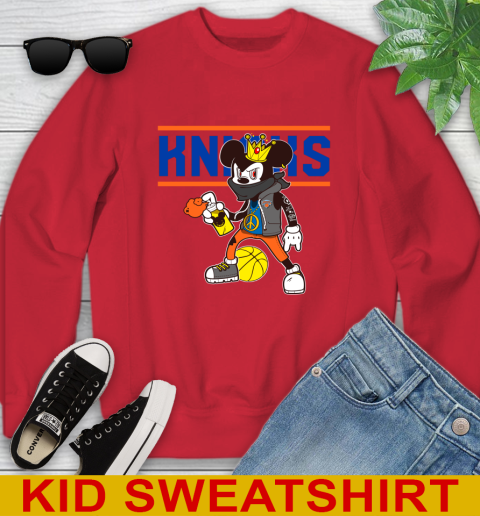 New York Knicks NBA Basketball Mickey Peace Sign Sports Youth Sweatshirt 8