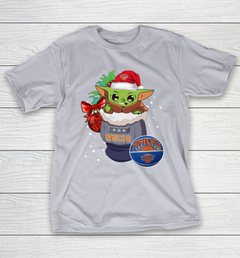 New York Knicks Christmas Baby Yoda Star Wars Funny Happy NBA T-Shirt 7