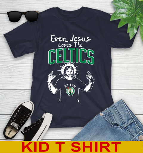Boston Celtics NBA Basketball Even Jesus Loves The Celtics Shirt Youth T-Shirt 2