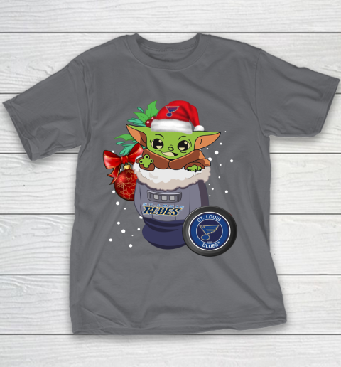 St.Louis Blues Christmas Baby Yoda Star Wars Funny Happy NHL Youth T-Shirt 7