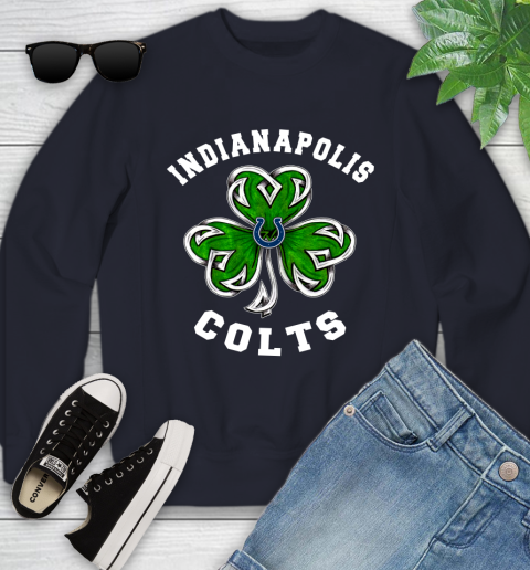 NFL Indianapolis Colts Three Leaf Clover St Patrick's Day Football Sports Youth Sweatshirt 2
