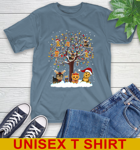 Yorkie dog pet lover light christmas tree shirt 149
