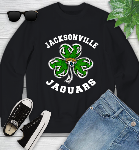 NFL Jacksonville Jaguars Three Leaf Clover St Patrick's Day Football Sports Youth Sweatshirt