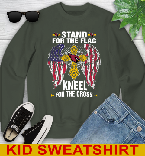 NFL Football Arizona Cardinals Stand For Flag Kneel For The Cross Shirt Youth Sweatshirt 8