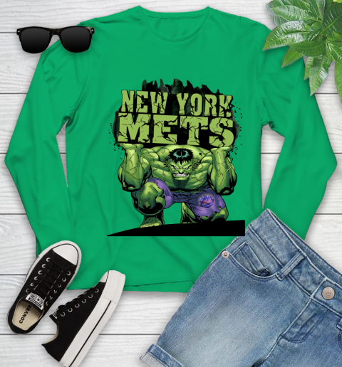 New York Mets MLB Baseball Incredible Hulk Marvel Avengers Sports Youth Long Sleeve 6
