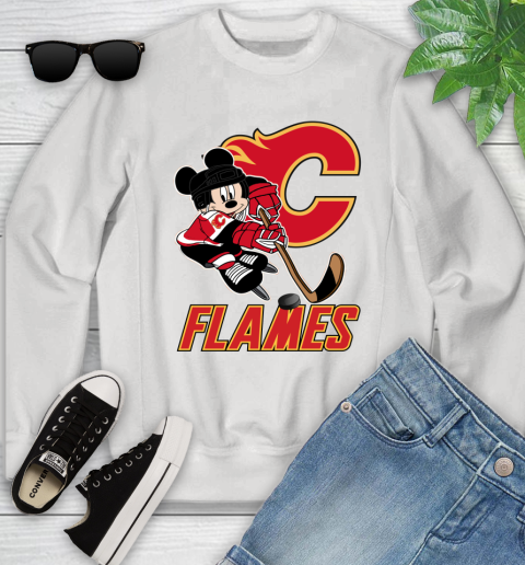 NHL Calgary Flames Mickey Mouse Disney Hockey T Shirt Youth Sweatshirt