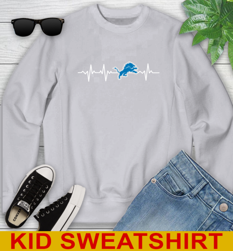 Detroit Lions NFL Football Heart Beat Shirt Youth Sweatshirt 3