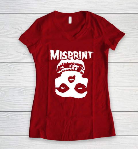 Misprint Skull Funny Misfit Women's V-Neck T-Shirt - Image 7