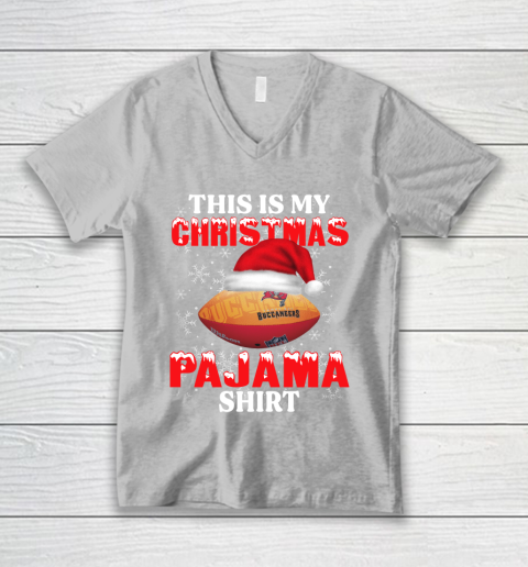 Tampa Bay Buccaneers This Is My Christmas Pajama Shirt NFL V-Neck T-Shirt 3