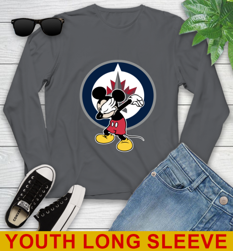 Winnipeg Jets NHL Hockey Dabbing Mickey Disney Sports Youth Long Sleeve 9