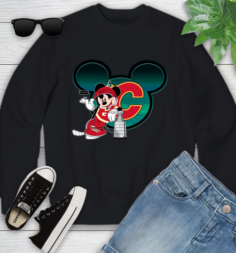 NHL Calgary Flames Stanley Cup Mickey Mouse Disney Hockey T Shirt Youth Sweatshirt 2