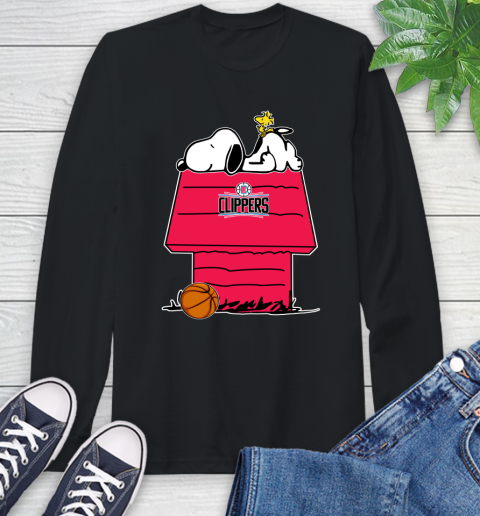 LA Clippers NBA Basketball Snoopy Woodstock The Peanuts Movie Long Sleeve T-Shirt 2