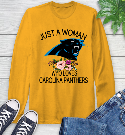 NFL Just A Woman Who Loves Carolina Panthers Football Sports Long Sleeve T-Shirt 2