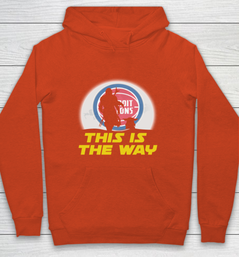 Detroit Pistons NBA Basketball Star Wars Yoda And Mandalorian This Is The Way Youth Hoodie 3