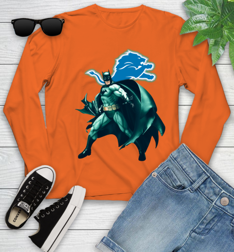 NFL Batman Football Sports Detroit Lions Youth Long Sleeve 4