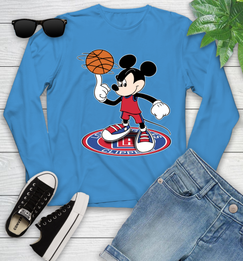 NBA Basketball LA Clippers Cheerful Mickey Disney Shirt Youth Long Sleeve 7
