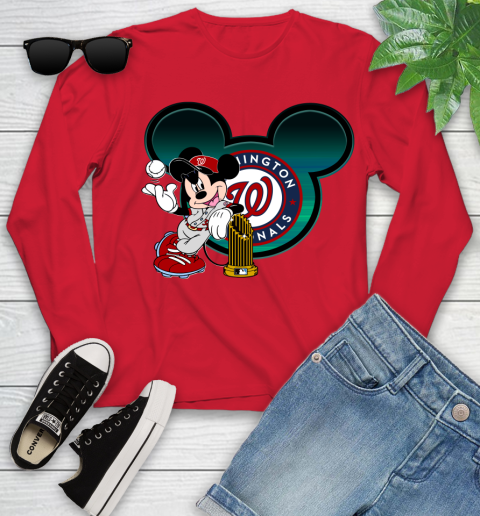 MLB Washington Nationals The Commissioner's Trophy Mickey Mouse Disney Youth Long Sleeve 11