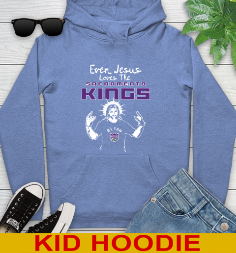 Sacramento Kings NBA Basketball Even Jesus Loves The Kings Shirt Youth Hoodie 12