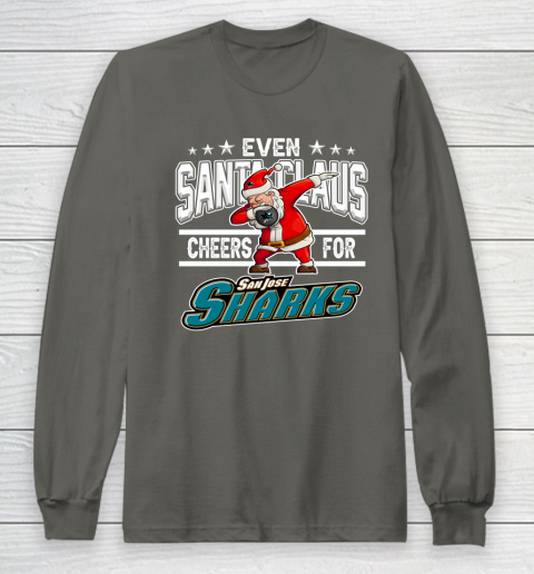 San Jose Sharks Even Santa Claus Cheers For Christmas NHL Long Sleeve T-Shirt 5