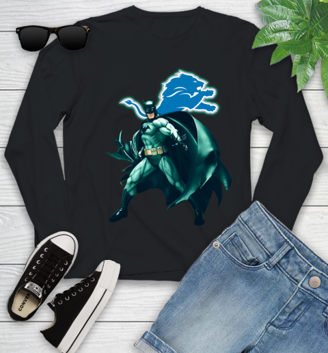 NFL Batman Football Sports Detroit Lions Youth Long Sleeve 2