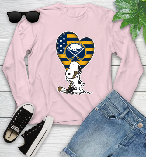 Buffalo Sabres NHL Hockey The Peanuts Movie Adorable Snoopy Youth Long Sleeve 10