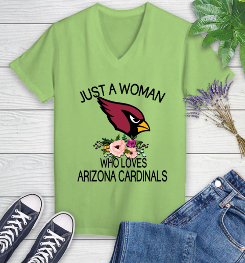 NFL Just A Woman Who Loves Arizona Cardinals Football Sports Women's V-Neck T-Shirt 6