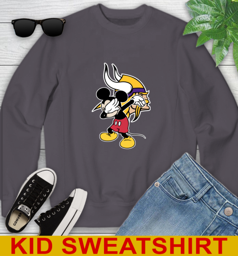 Minnesota Vikings NFL Football Dabbing Mickey Disney Sports Youth Sweatshirt 6